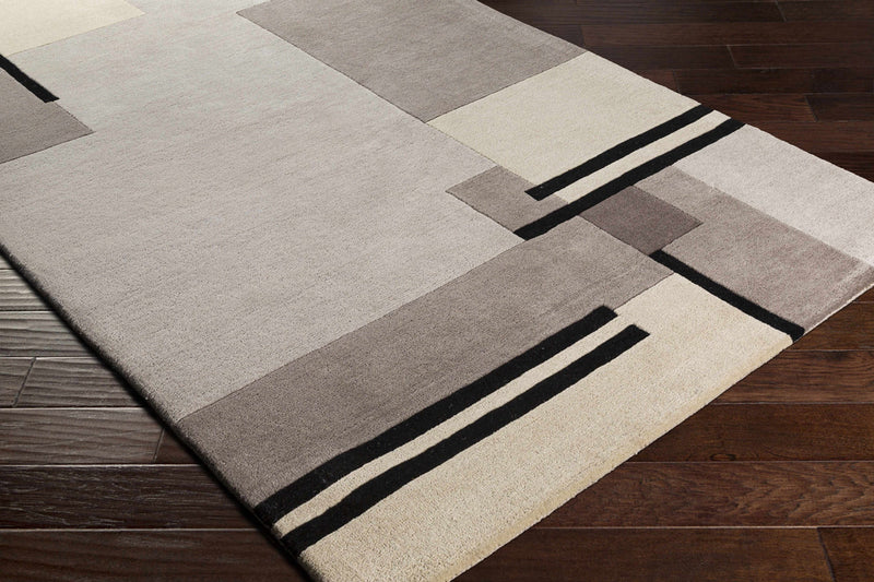 Modern Geometric Area Rug – Neutral Gray & Ivory Abstract Design