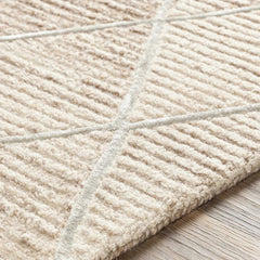 Oatmeal Diamond Trellis Hand-Tufted Wool Rug | Ivory Textured Geometric Modern Area Rug