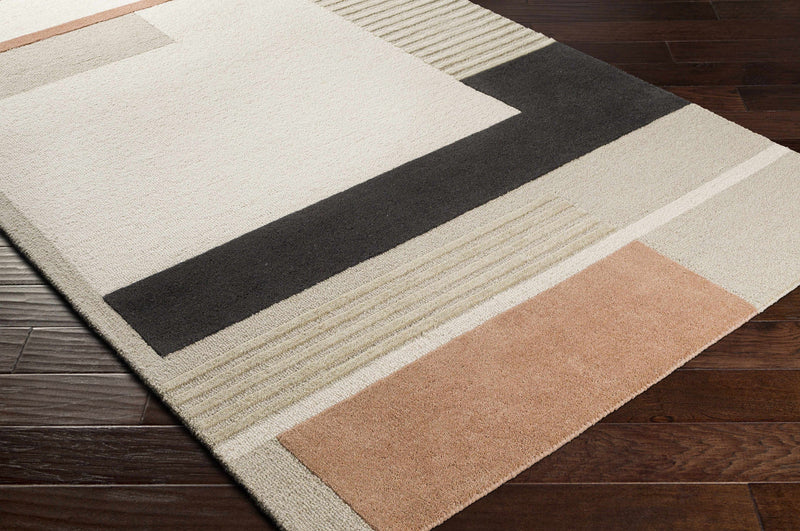 Architectural Geometric Line Area Rug – Cream, Ochre & Black Neutral Carpet