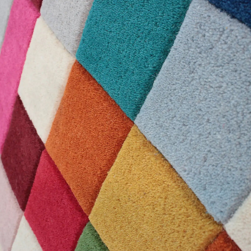 Modern Pixel Art Multicolor Wool Area Rug – Geometric Pixelated Mosaic Carpet