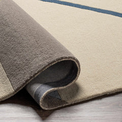 Slate Geometry Hand-Tufted Wool Rug | Blue Grey Taupe & Ivory Abstract Area Rug