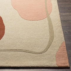 Mid-Century Modern Abstract Color Block Wool Rug – Terracotta & Sage