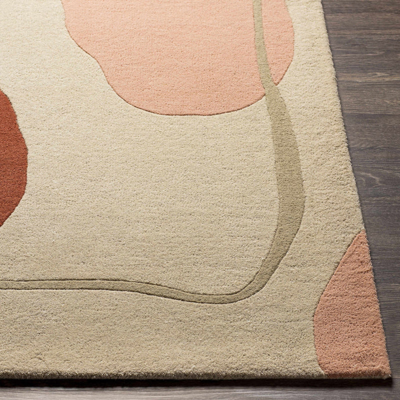 Mid-Century Modern Abstract Color Block Wool Rug – Terracotta & Sage