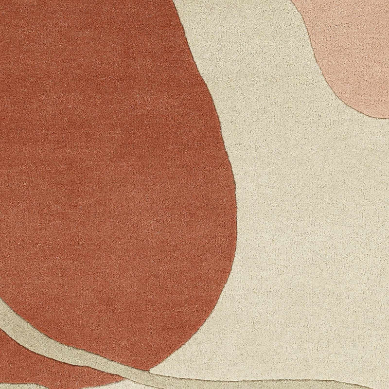 Mid-Century Modern Abstract Color Block Wool Rug – Terracotta & Sage