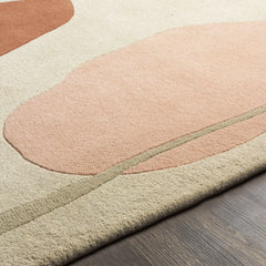 Mid-Century Modern Abstract Color Block Wool Rug – Terracotta & Sage