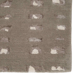 Pixelated Dot Grid Minimalist Area Rug – Taupe Grey & Ivory