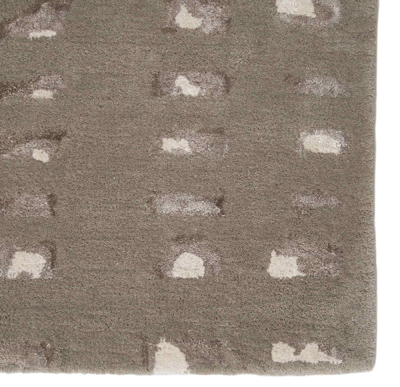 Pixelated Dot Grid Minimalist Area Rug – Taupe Grey & Ivory
