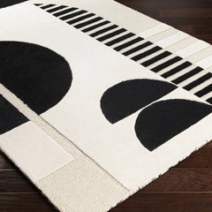Noir Arch Hand-Tufted Wool Rug | Black & Ivory Geometric Textured Modern Area Rug