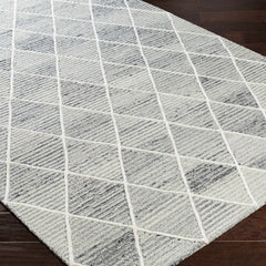 Diamond Trellis Hand-Tufted Wool Rug | Light Grey & Ivory Geometric Modern Area Rug