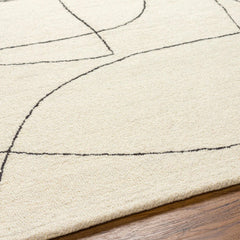 Modern Abstract Line Art Area Rug – Minimalist Organic Pattern, Neutral Contemporary Carpet for Living Room & Bedroom
