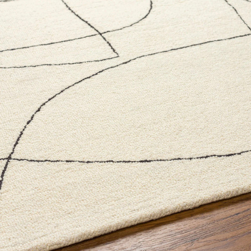 Modern Abstract Line Art Area Rug – Minimalist Organic Pattern, Neutral Contemporary Carpet for Living Room & Bedroom
