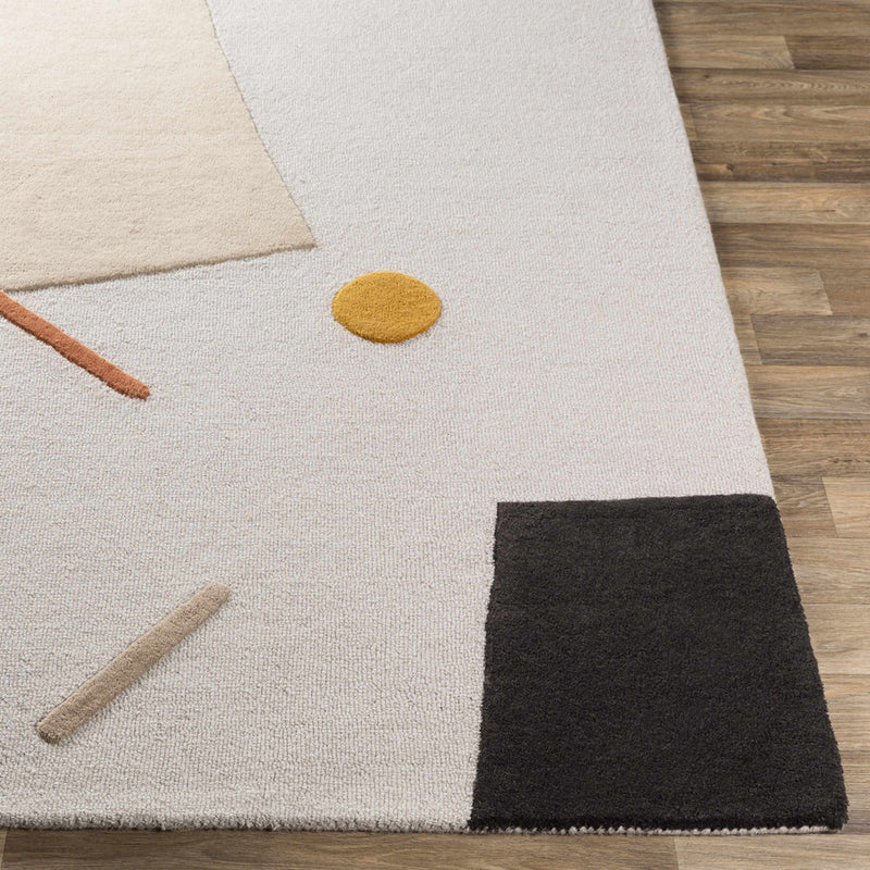 Modern Abstract Geometric Rug – Ivory, Mustard & Beige Contemporary Area Rug