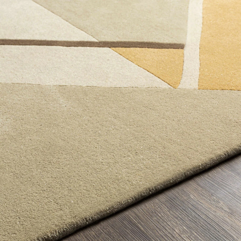 Dune Geometry Hand-Tufted Wool Rug | Sand Camel & Ivory Abstract Geometric Area Rug