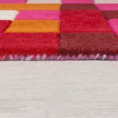 Modern Pixel Art Multicolor Wool Area Rug – Geometric Pixelated Mosaic Carpet