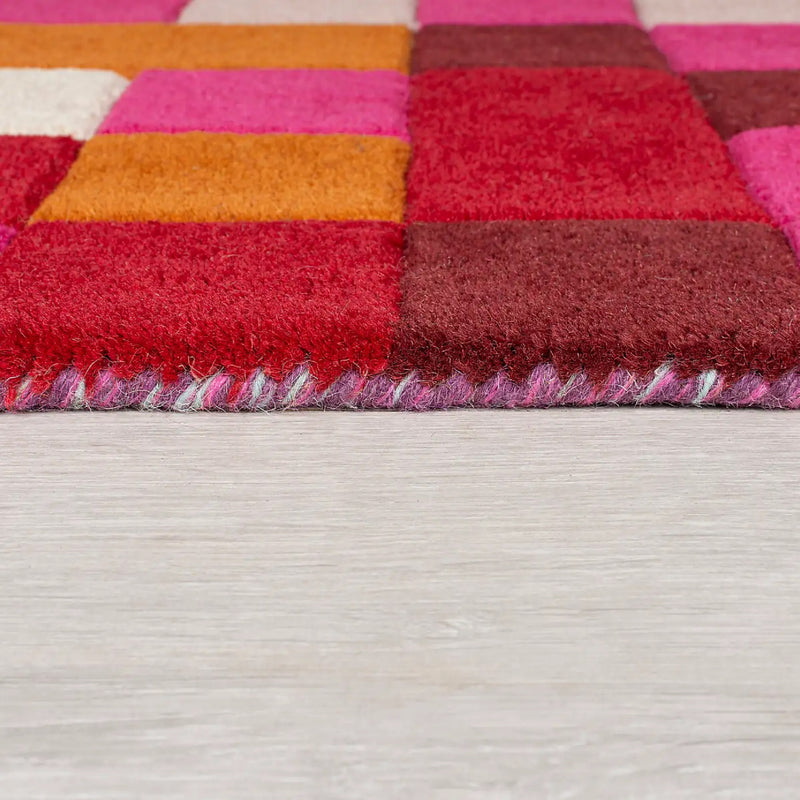 Modern Pixel Art Multicolor Wool Area Rug – Geometric Pixelated Mosaic Carpet