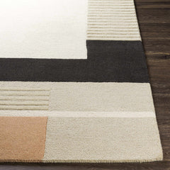 Architectural Geometric Line Area Rug – Cream, Ochre & Black Neutral Carpet