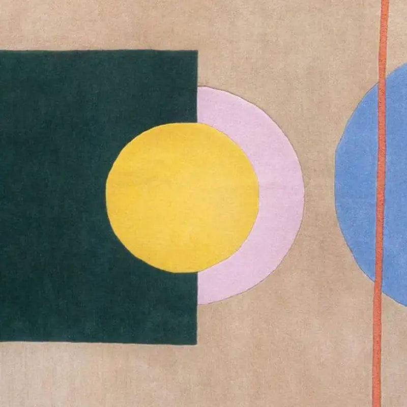 Abstract Geometric Hand-Tufted Wool Rug | Beige Color Block Modern Area Rug