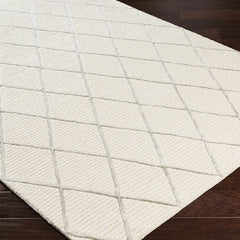 Ivory Diamond Lattice Hand-Tufted Wool Rug | Textured Geometric Modern Area Rug