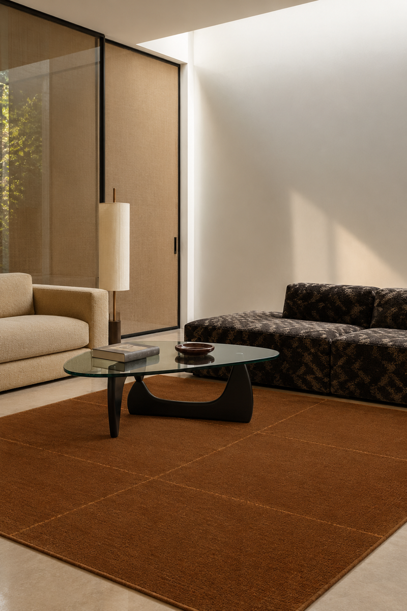 Brown Grid Rug | Hand-Tufted Geometric Area Rug