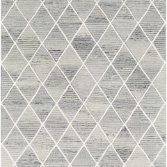 Diamond Trellis Hand-Tufted Wool Rug | Light Grey & Ivory Geometric Modern Area Rug