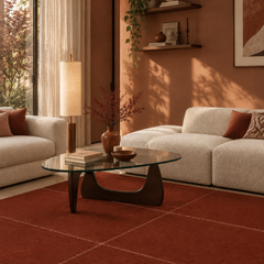 Terracotta Grid Rug | Hand-Tufted Geometric Area Rug