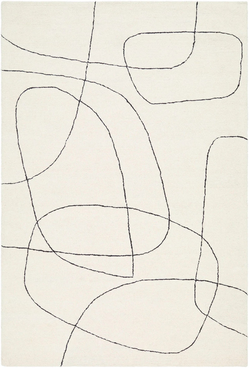 Modern Abstract Line Art Area Rug – Minimalist Organic Pattern, Neutral Contemporary Carpet for Living Room & Bedroom