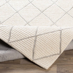 Ivory Diamond Lattice Hand-Tufted Wool Rug | Textured Geometric Modern Area Rug