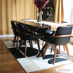 Noir Arch Hand-Tufted Wool Rug | Black & Ivory Geometric Textured Modern Area Rug