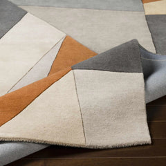 Modern Abstract Geometric Rug – Terracotta, Grey & Ivory Contemporary Area Rug