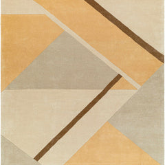Dune Geometry Hand-Tufted Wool Rug | Sand Camel & Ivory Abstract Geometric Area Rug