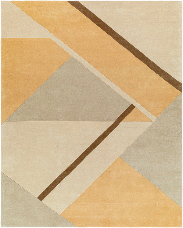 Dune Geometry Hand-Tufted Wool Rug | Sand Camel & Ivory Abstract Geometric Area Rug