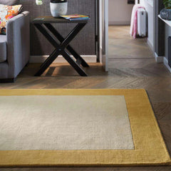 Minimalist Ochre & Cream Two-Tone Area Rug – Soft Beige & Yellow
