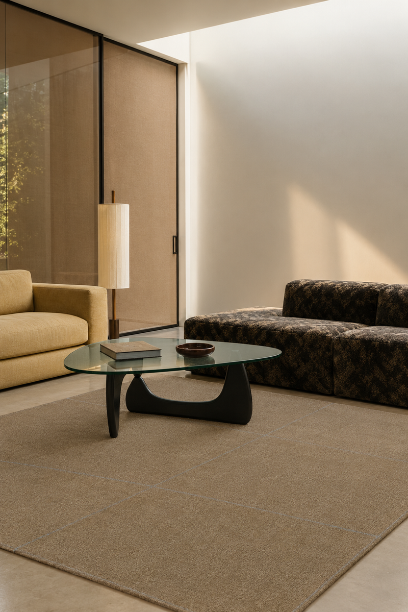 Beige Grid Rug | Hand-Tufted Geometric Area Rug