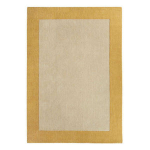 Minimalist Ochre & Cream Two-Tone Area Rug – Soft Beige & Yellow