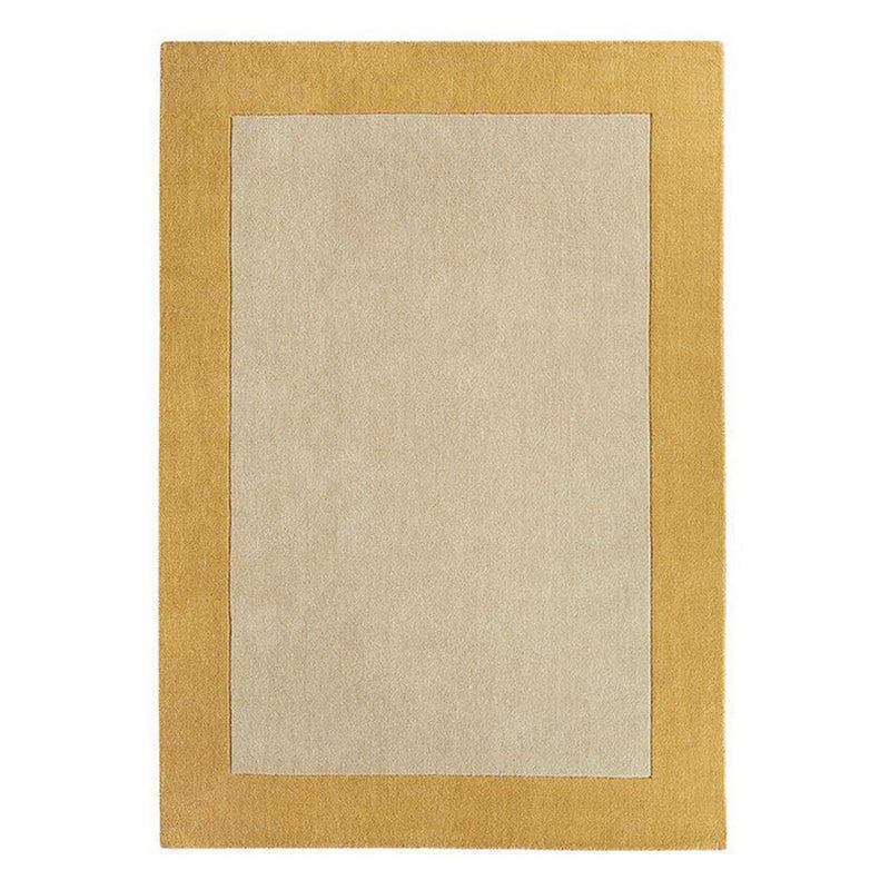 Minimalist Ochre & Cream Two-Tone Area Rug – Soft Beige & Yellow