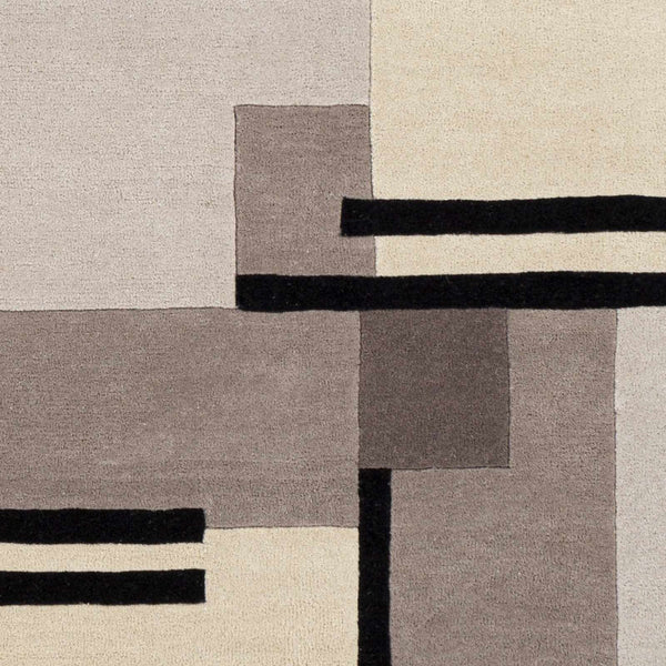 Modern Geometric Area Rug – Neutral Gray & Ivory Abstract Design