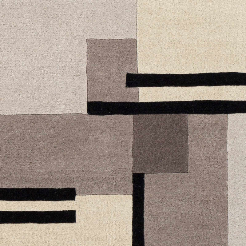 Modern Geometric Area Rug – Neutral Gray & Ivory Abstract Design