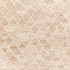 Oatmeal Diamond Trellis Hand-Tufted Wool Rug | Ivory Textured Geometric Modern Area Rug