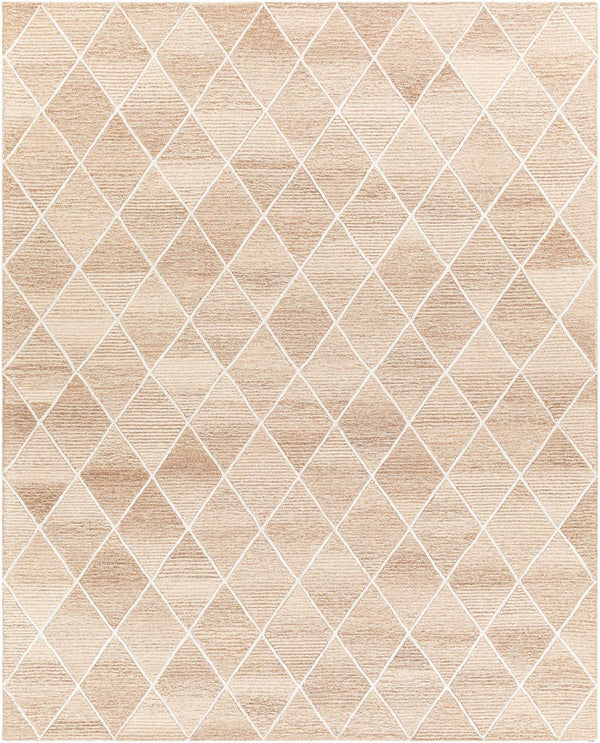 Oatmeal Diamond Trellis Hand-Tufted Wool Rug | Ivory Textured Geometric Modern Area Rug