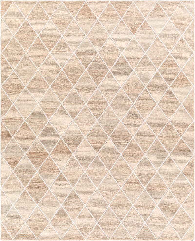 Oatmeal Diamond Trellis Hand-Tufted Wool Rug | Ivory Textured Geometric Modern Area Rug