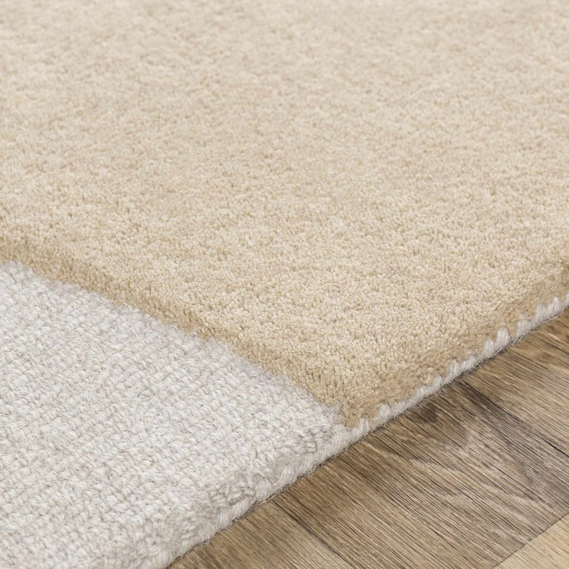 Modern Abstract Geometric Rug – Ivory, Mustard & Beige Contemporary Area Rug
