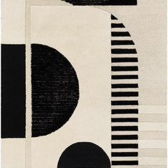 Noir Arch Hand-Tufted Wool Rug | Black & Ivory Geometric Textured Modern Area Rug