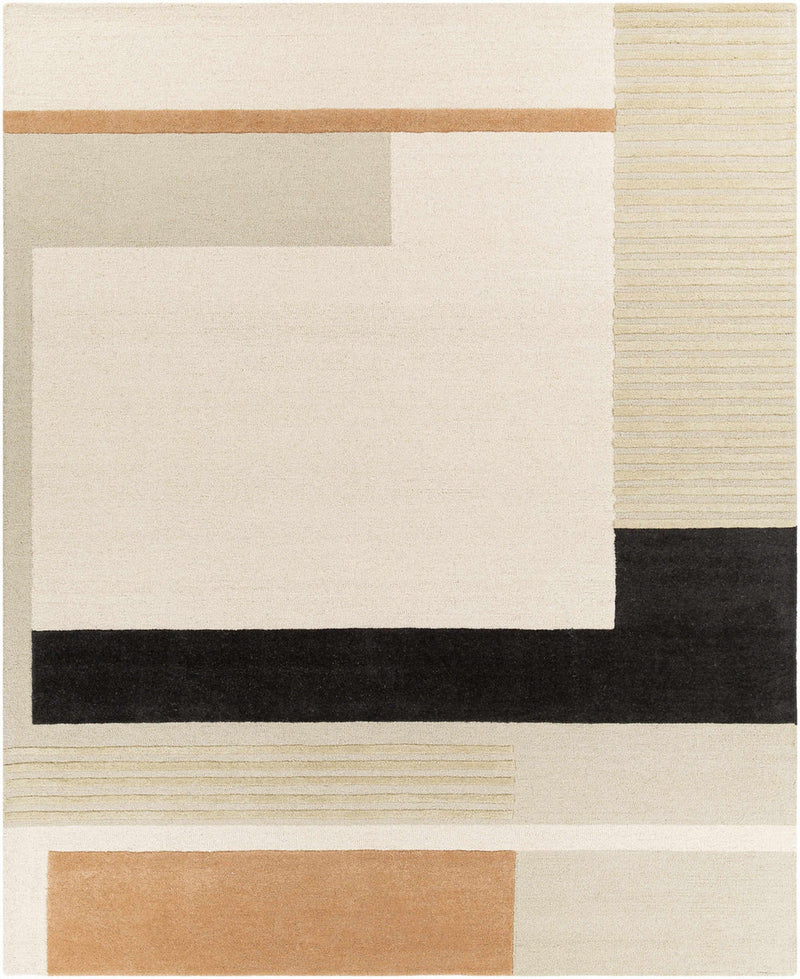 Architectural Geometric Line Area Rug – Cream, Ochre & Black Neutral Carpet