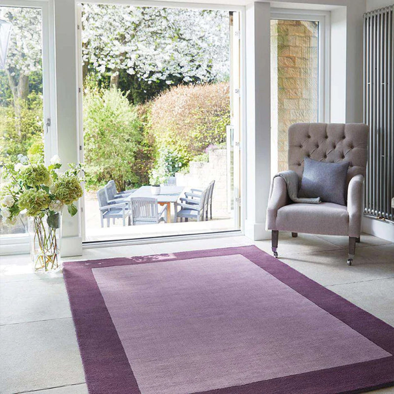 Muted Mauve & Deep Plum Border Area Rug – Monochromatic Purple Rug