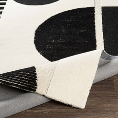 Noir Arch Hand-Tufted Wool Rug | Black & Ivory Geometric Textured Modern Area Rug