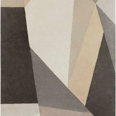 Modern Abstract Geometric Rug – Neutral Grey, Taupe & Ivory Contemporary Area Rug