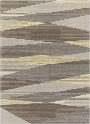 Stone Horizon Hand-Tufted Wool Rug | Taupe Grey & Ivory Abstract Geometric Area Rug