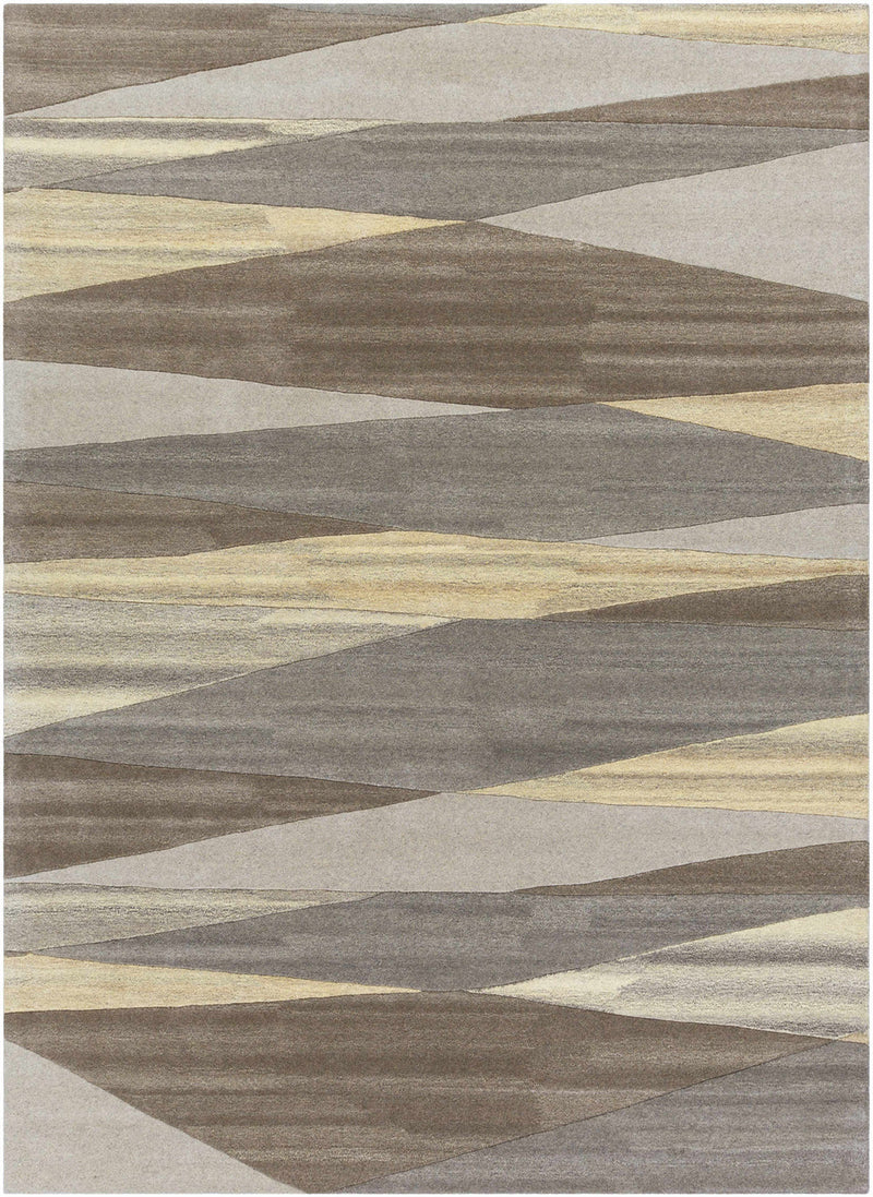 Stone Horizon Hand-Tufted Wool Rug | Taupe Grey & Ivory Abstract Geometric Area Rug