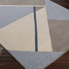 Slate Geometry Hand-Tufted Wool Rug | Blue Grey Taupe & Ivory Abstract Area Rug