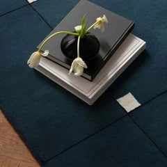 Milano Teal Hand-Tufted Wool Rug | Modern Grid Area Rug